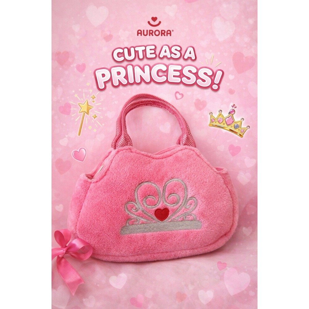 Childs Soft Pink Fabric Purse with Handles Aurora Branded Embroidered Heart